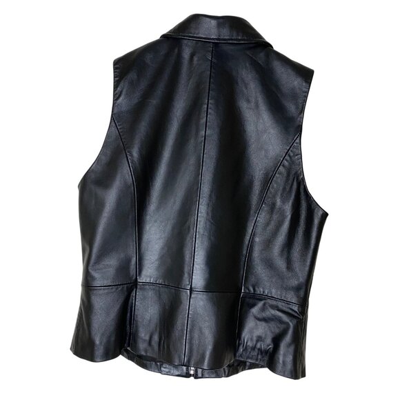 Croft & Barrow Lambskin Leather Vest Black Zip Front Biker Moto Minimalist M - Picture 2 of 7